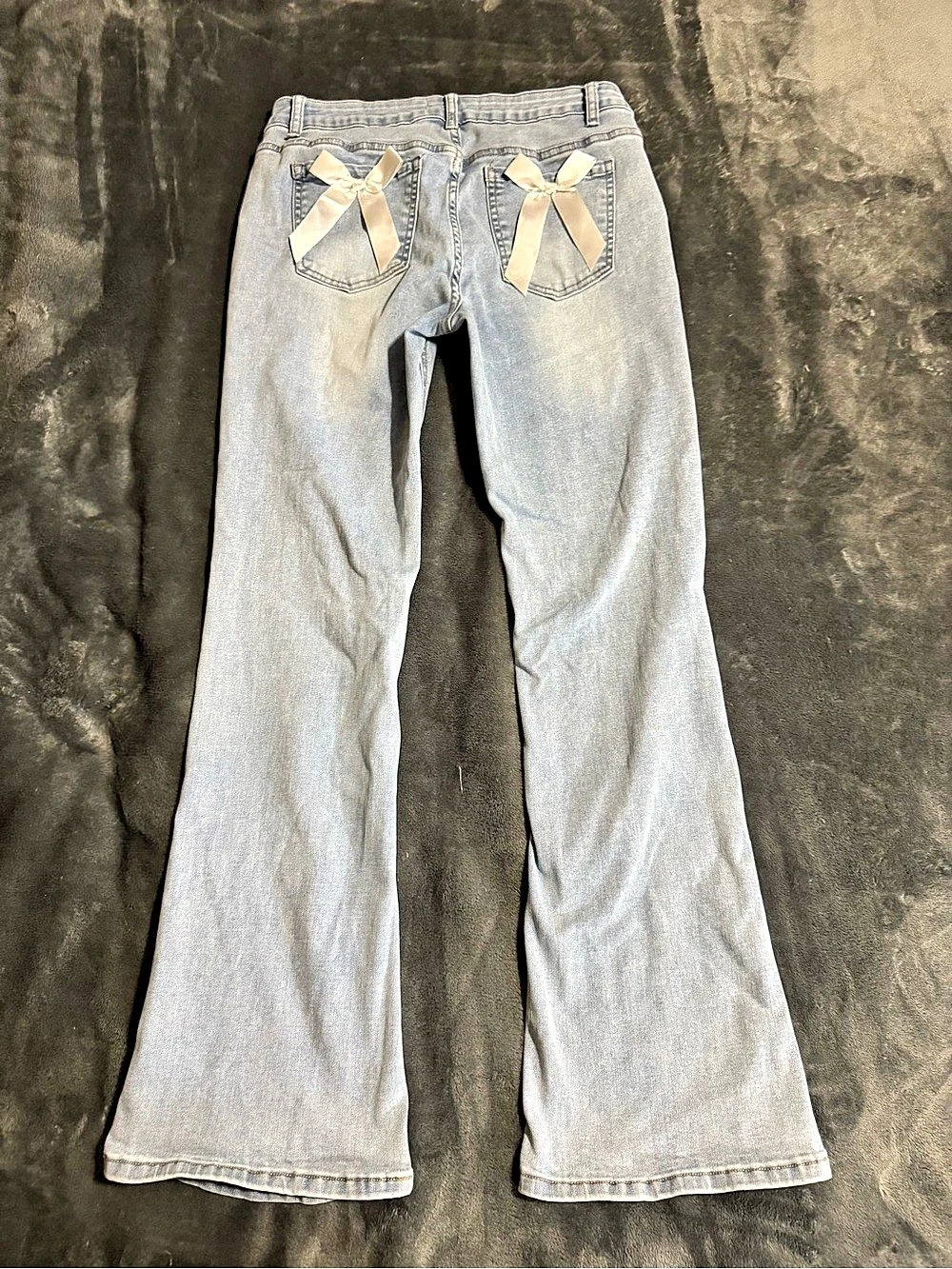 Tgla Flare Leg Jeans with Ribbon Pockets in Blue Size 7 /28